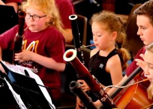 Kids learning to play the bassoon