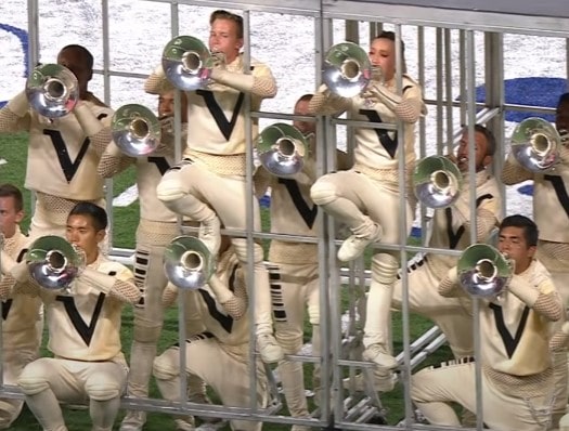 Mellophone players during a performance
