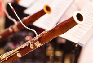 Two bassoon side by side during a performance